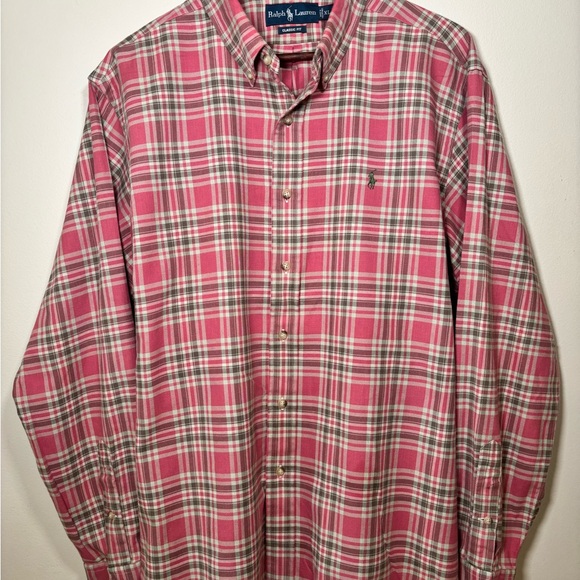 Ralph Lauren Pink and Green Plaid Shirt Size Xl - Picture 1 of 4